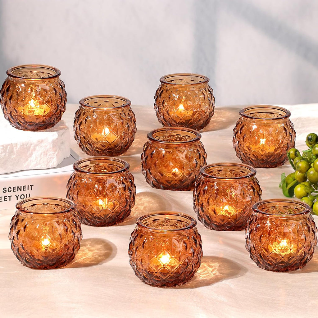 Round Luxe Blue Candle — Set of 24 — Amber
