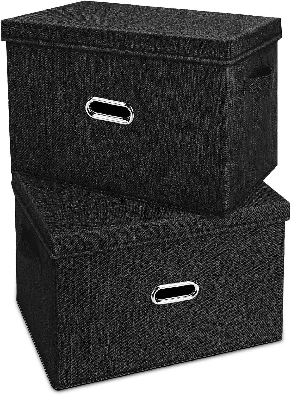 Linen Beige Storage Bin — Black
