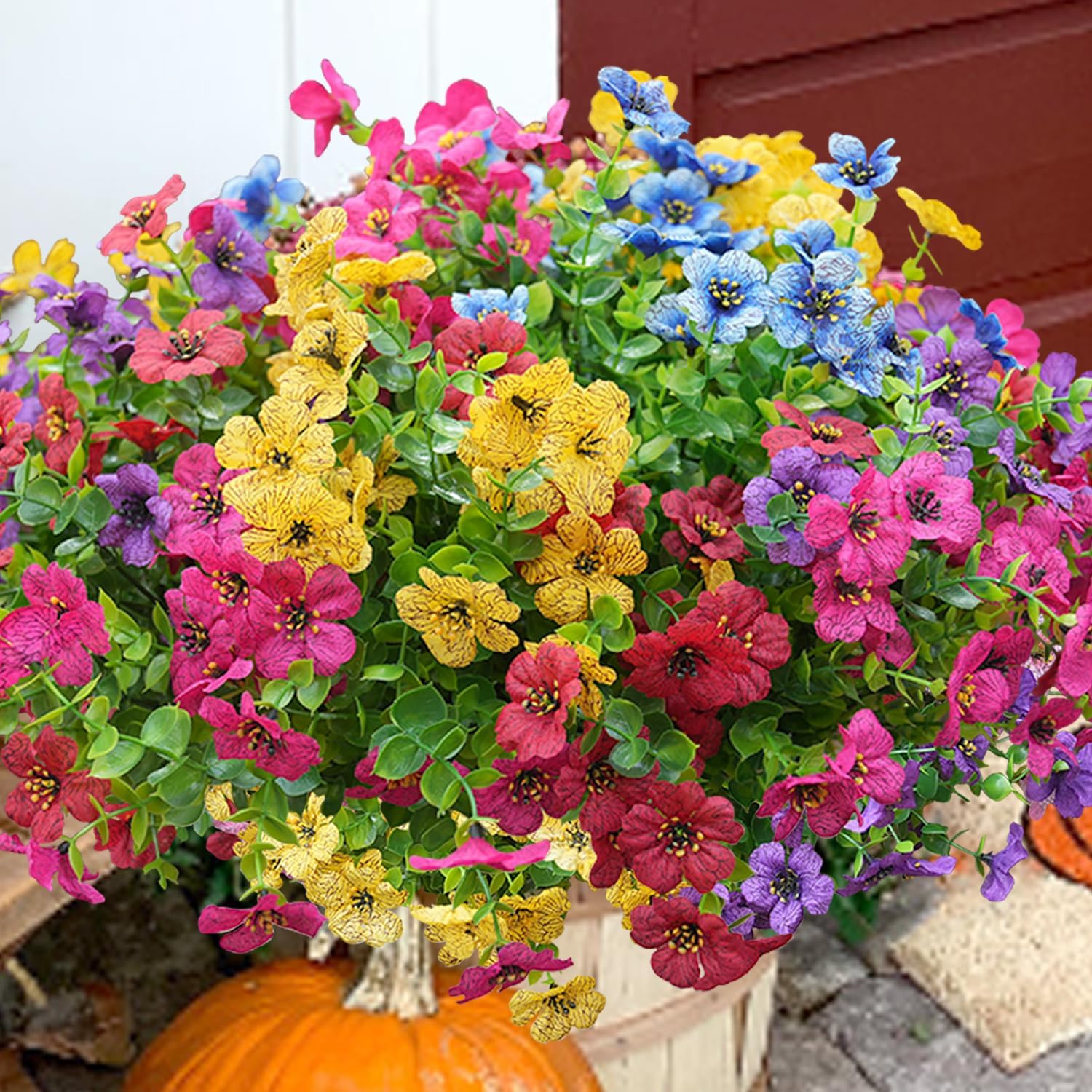 Orange Faux Plant — Yellow Purple Rosy Red Blue