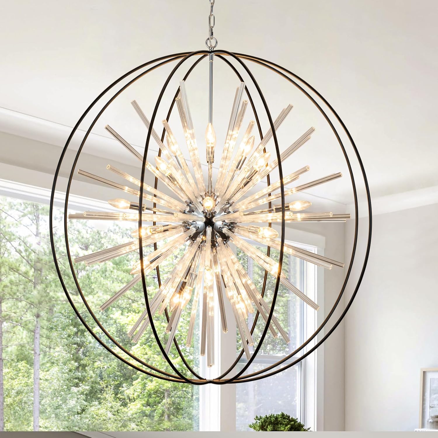 Luxe Black Chandelier — 12-Light — Globe D42"