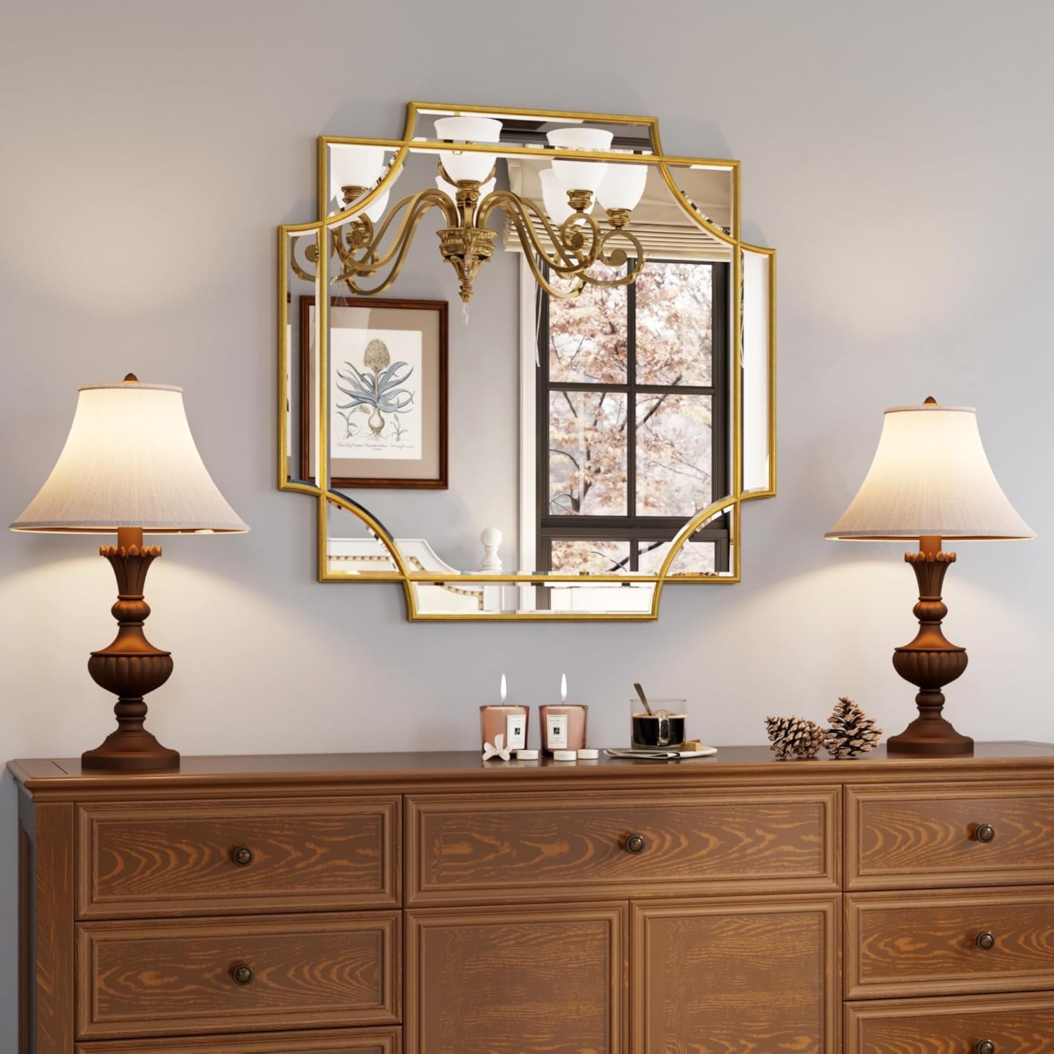Beveled Farmhouse Glass Vanity Mirror — 30" — 26"L x 26"W