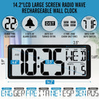 Rechargeable Mid-Century Black Wall Clock — 4.6" - View 3
