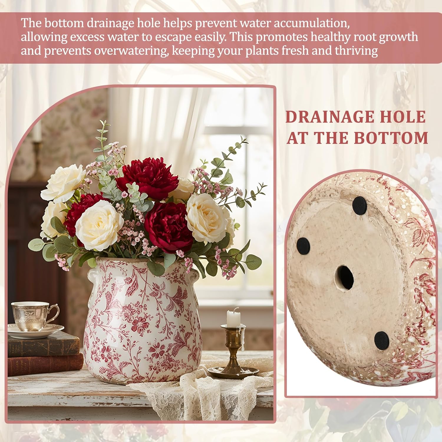 Vintage Farmhouse Ceramic Flower Vase — 5" - View 5