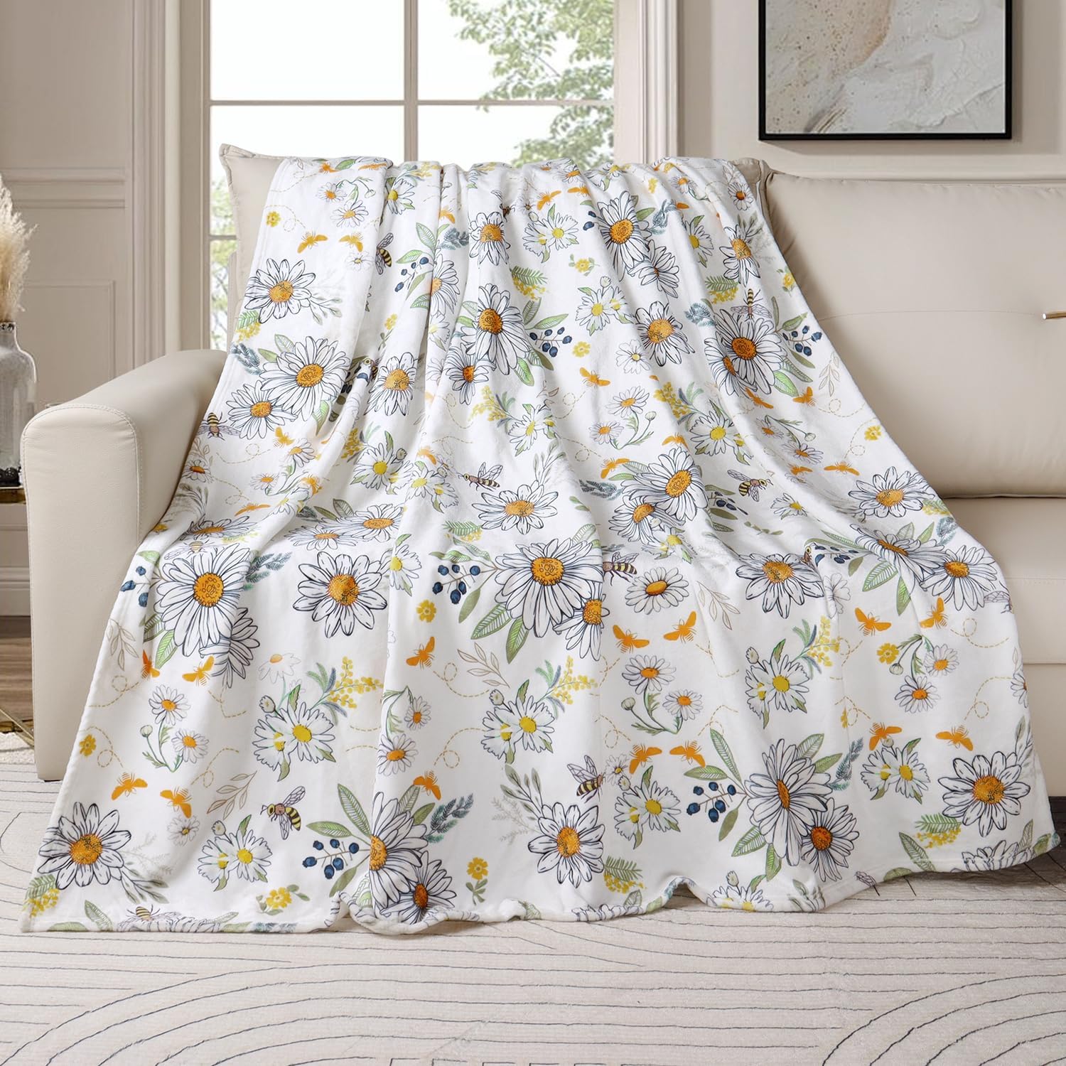 Black Throw Pillow — 50" — Bee Daisy