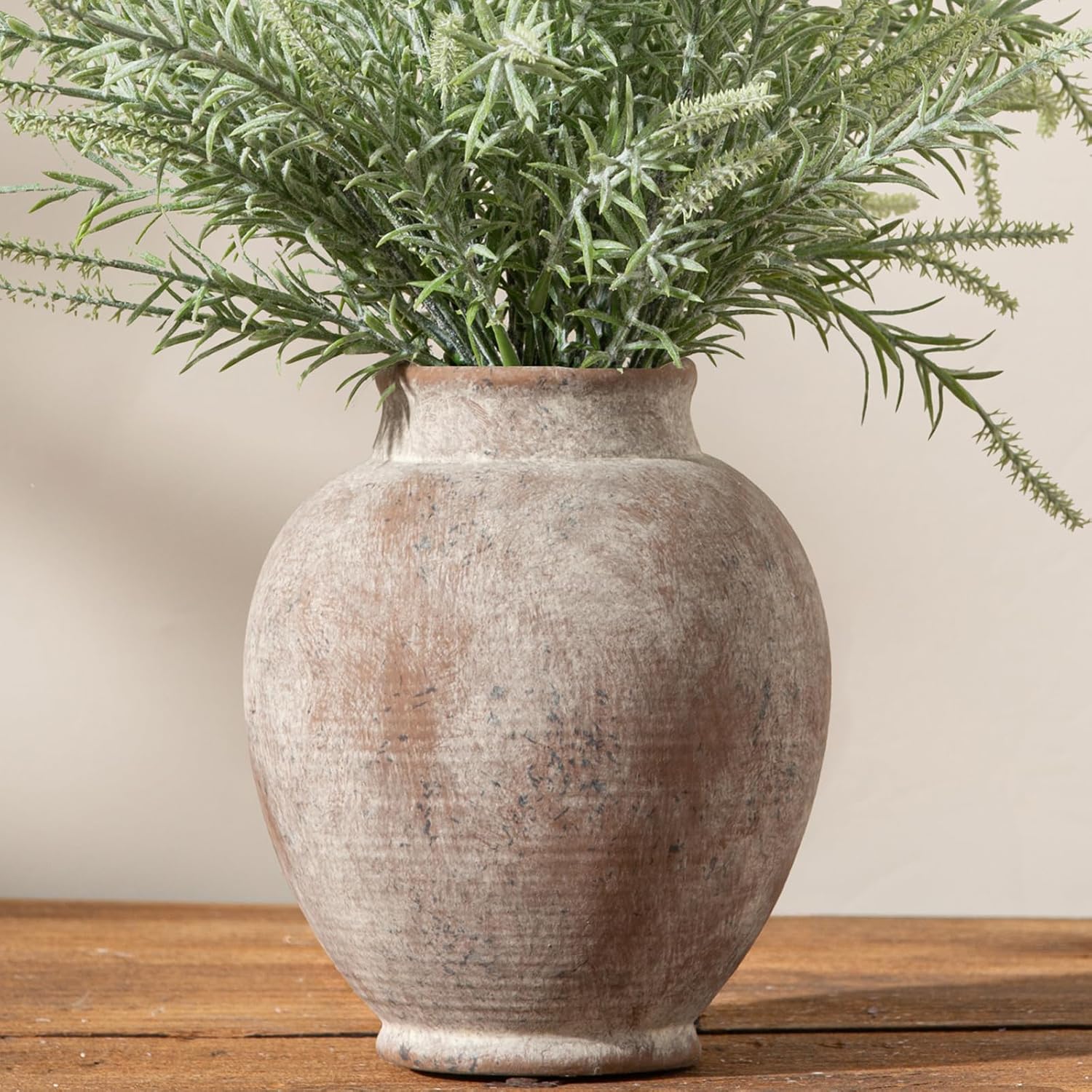 Farmhouse Brown Flower Vase — 11" — 6.7"h - Rustic