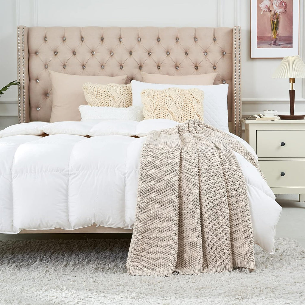 Knit Farmhouse Beige Throw Pillow — 51" - View 5