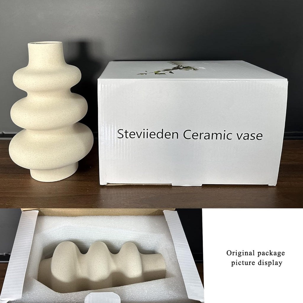 Round Boho White Flower Vase - View 6