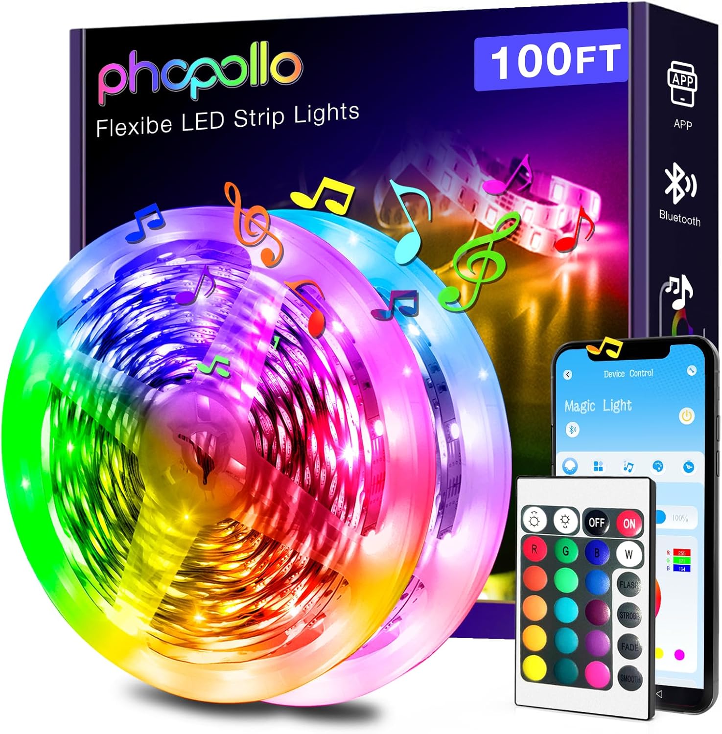 Color Changing Metal LED Strip Lights — BLUETOOTH 100FT