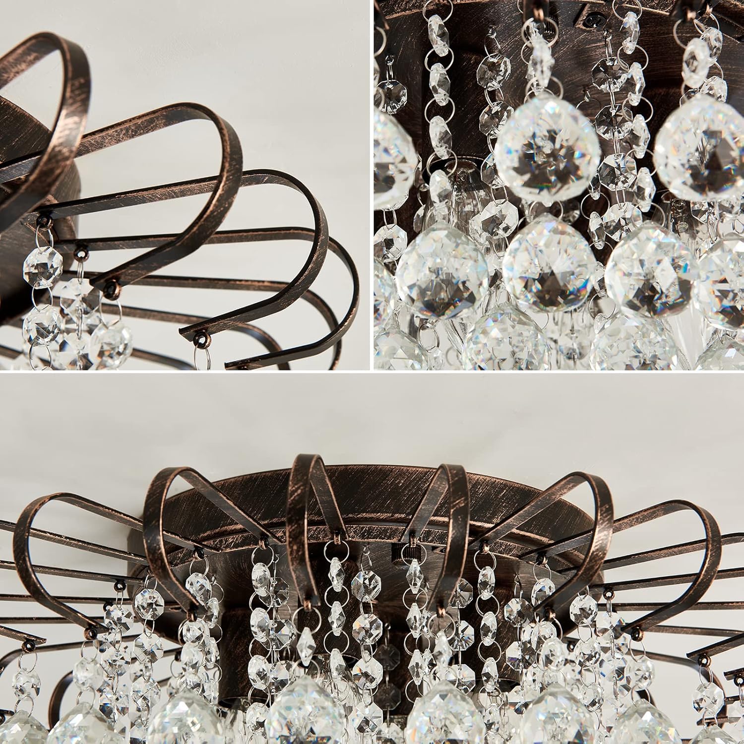 Farmhouse Black Chandelier — 4-Light - View 6