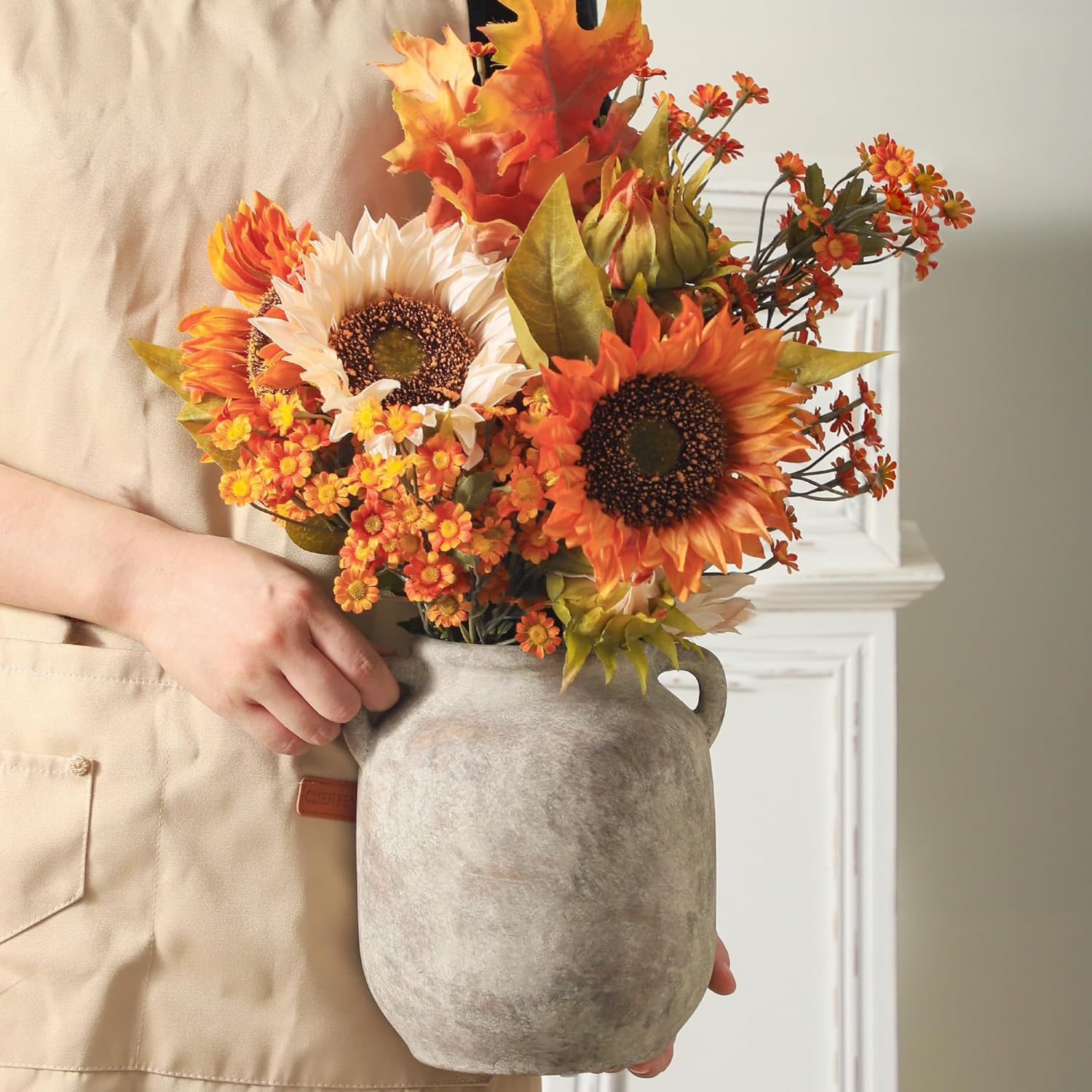 Vintage Farmhouse Brown Flower Vase — 7.6" - View 5