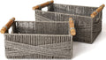 Boho Grey Woven Basket — Set of 2 — Grey