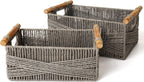 Boho Grey Woven Basket — Set of 2 — Grey