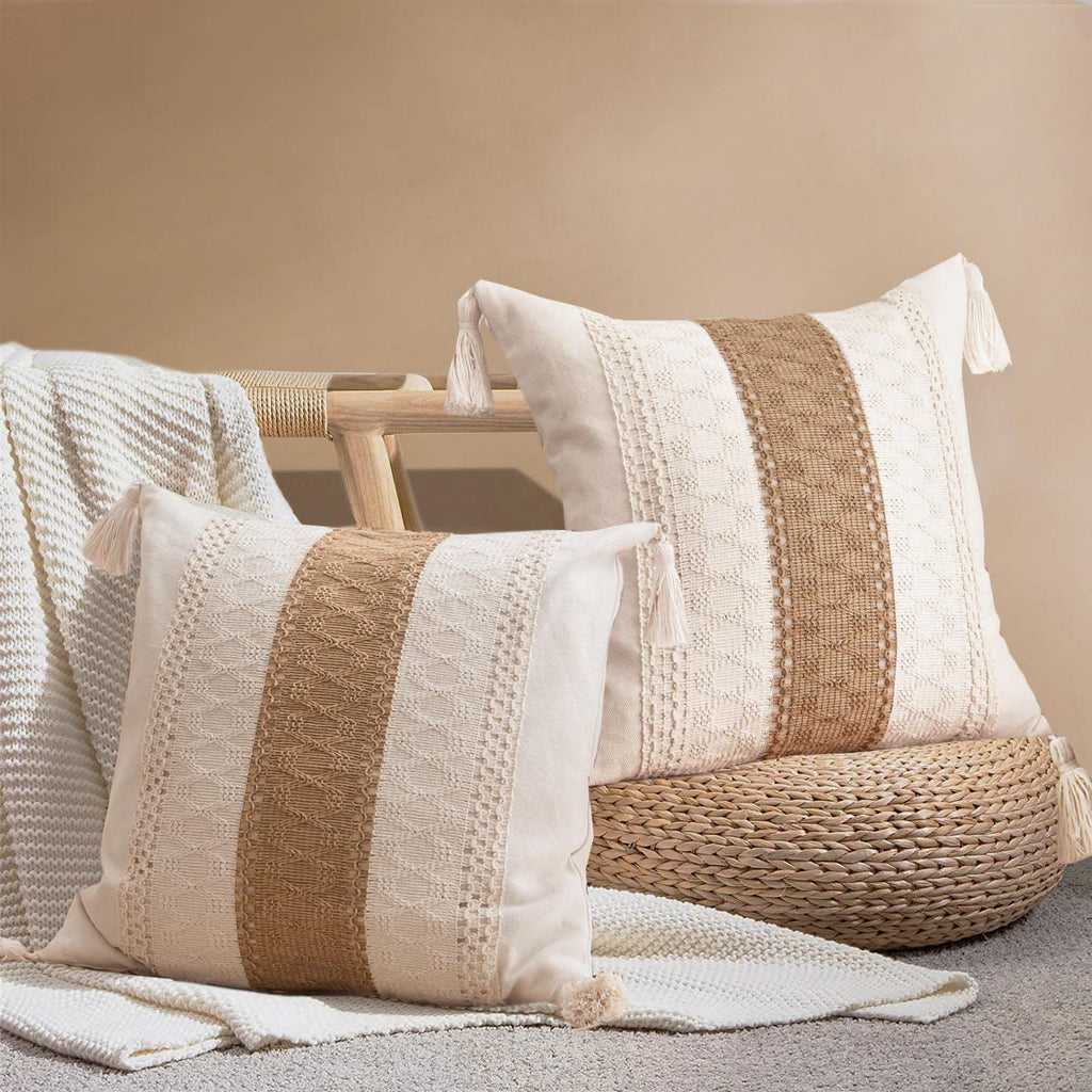 Boho Rattan Throw Pillow Cover — 18"