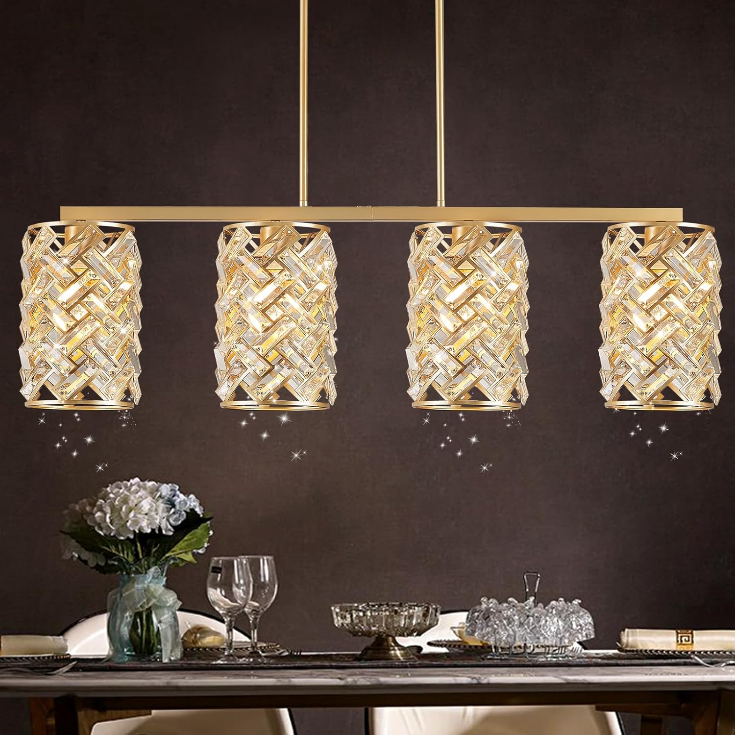 Round Luxe Black Chandelier — 4-Light - View 3