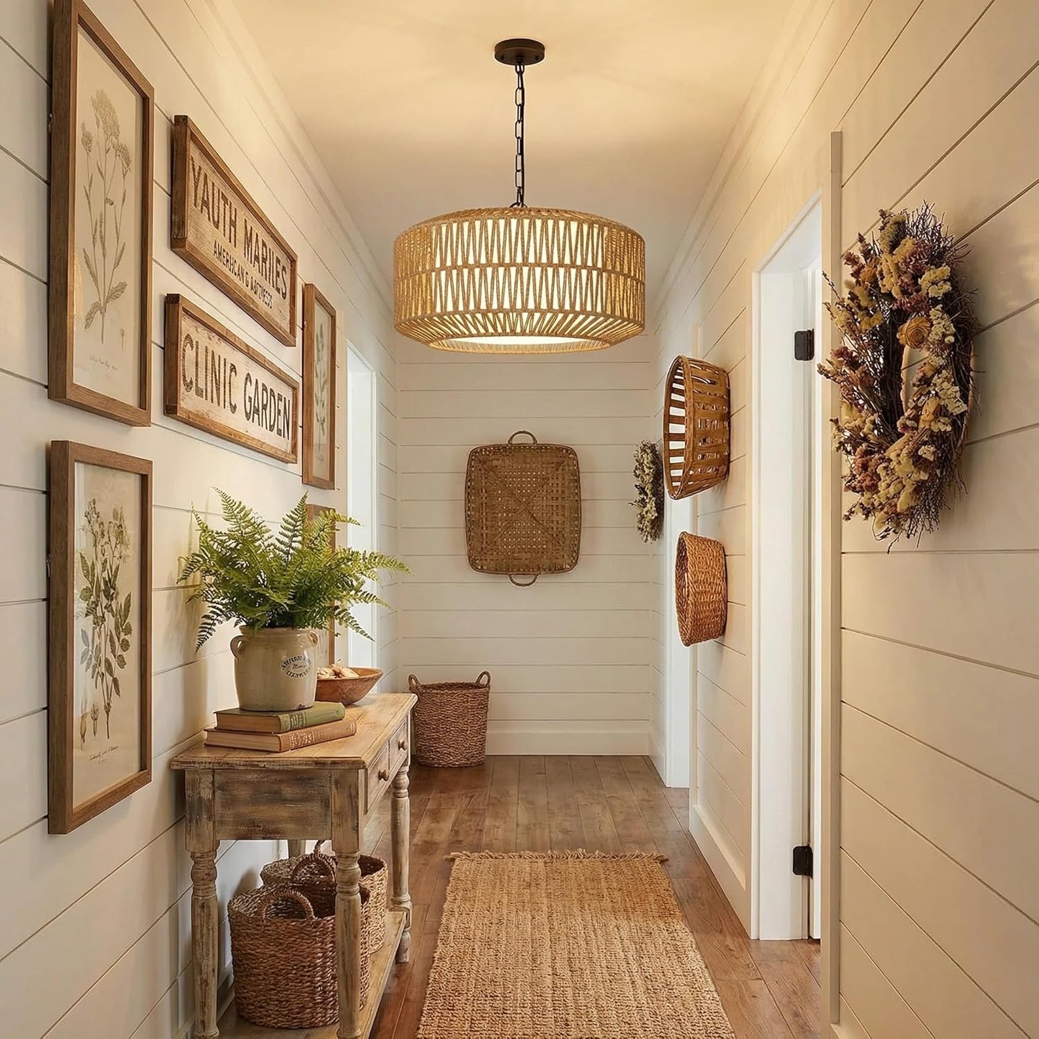 Linen Boho Black Chandelier — 5-Light - View 6