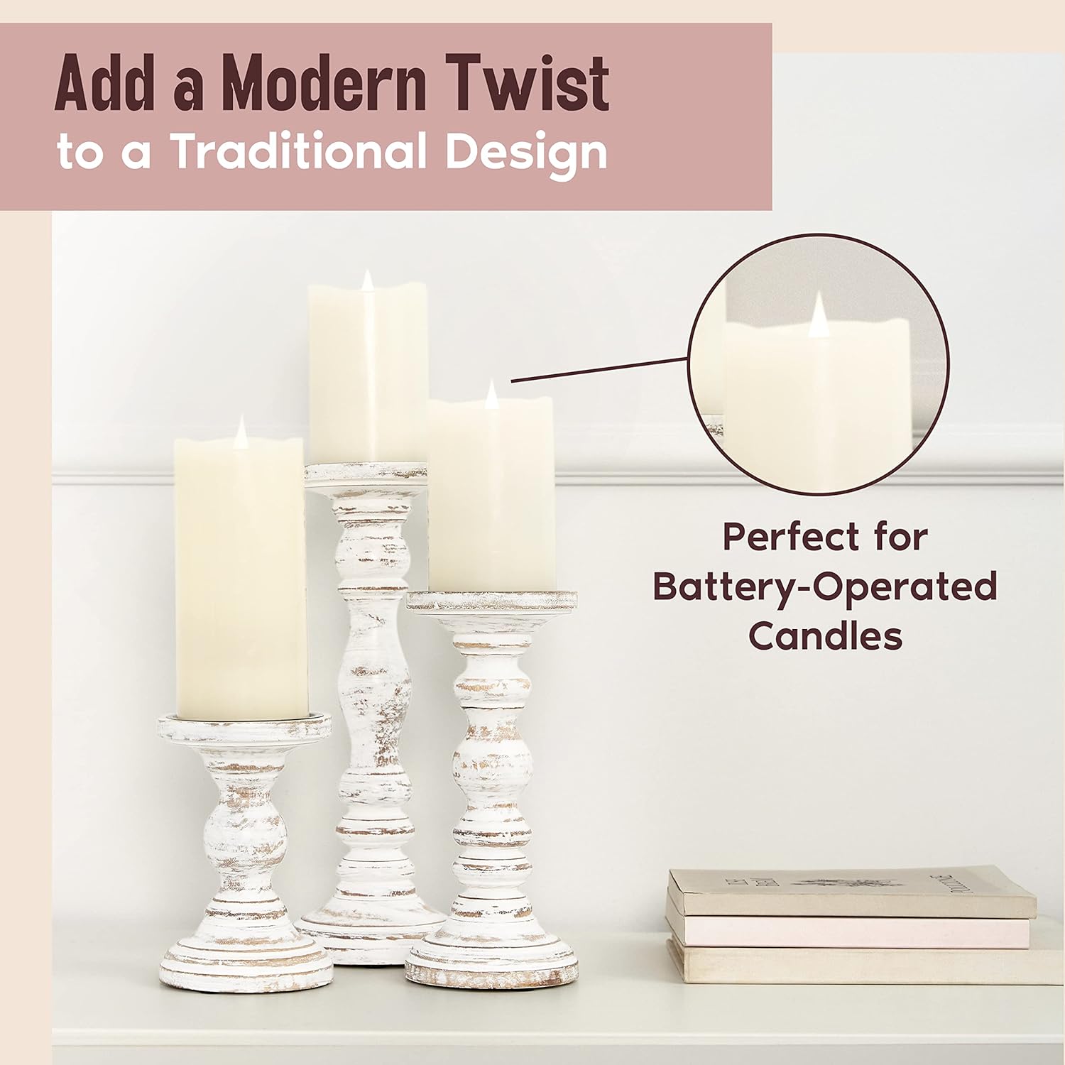 Farmhouse Black Pillar Candle - View 6