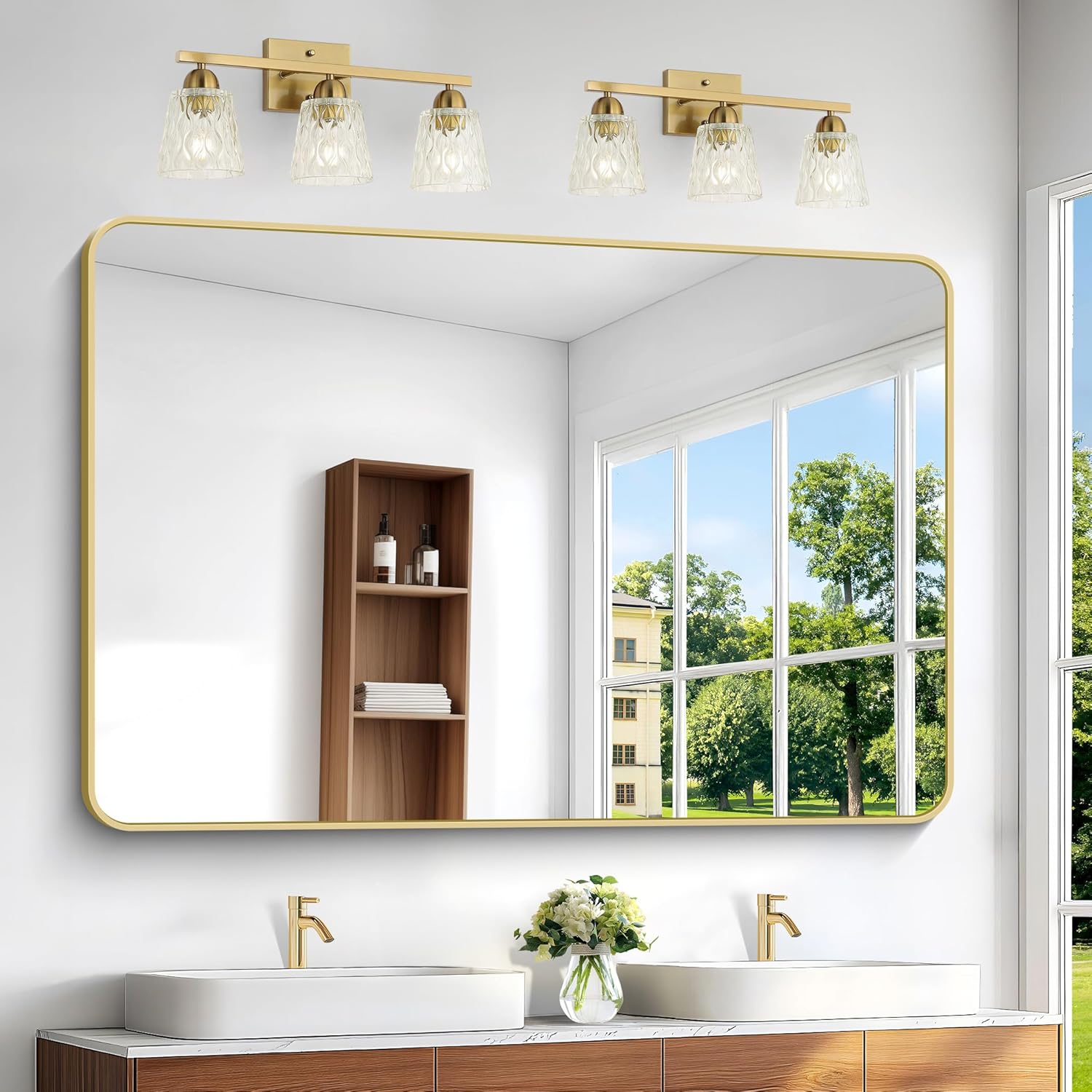 Round Luxe Beige Wall Mirror — 60" - View 2