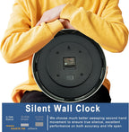 Battery Operated Black Wall Clock — 14" - View 4