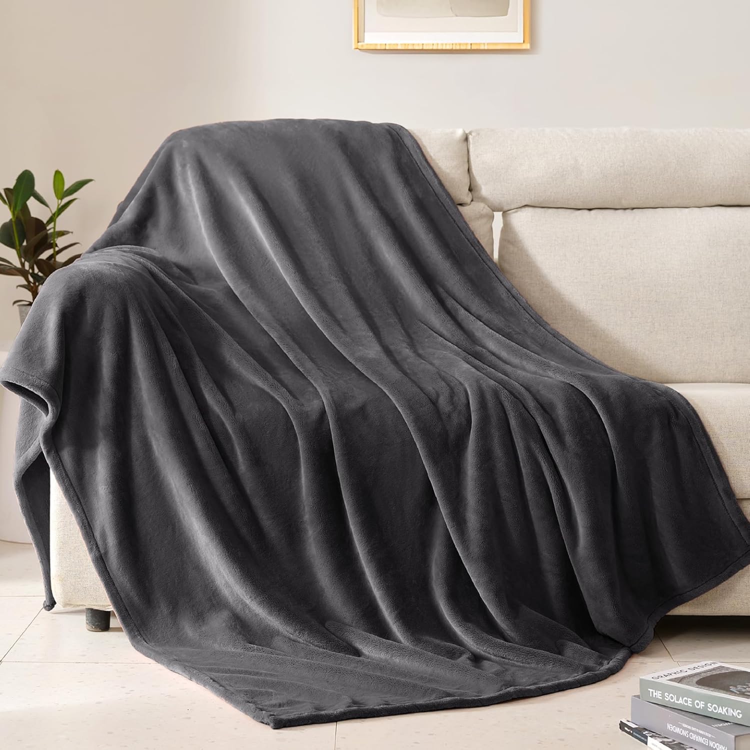 Luxe Blue Throw Pillow — 50" — Graphite