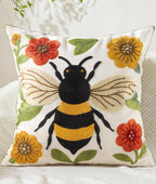 Embroidered Boho Fabric Throw Pillow Cover — 18"