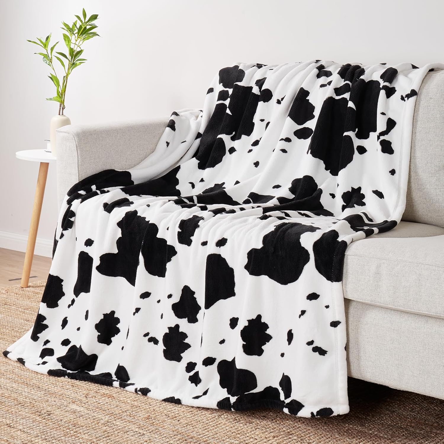 Beige Throw Pillow — 50" — Black White