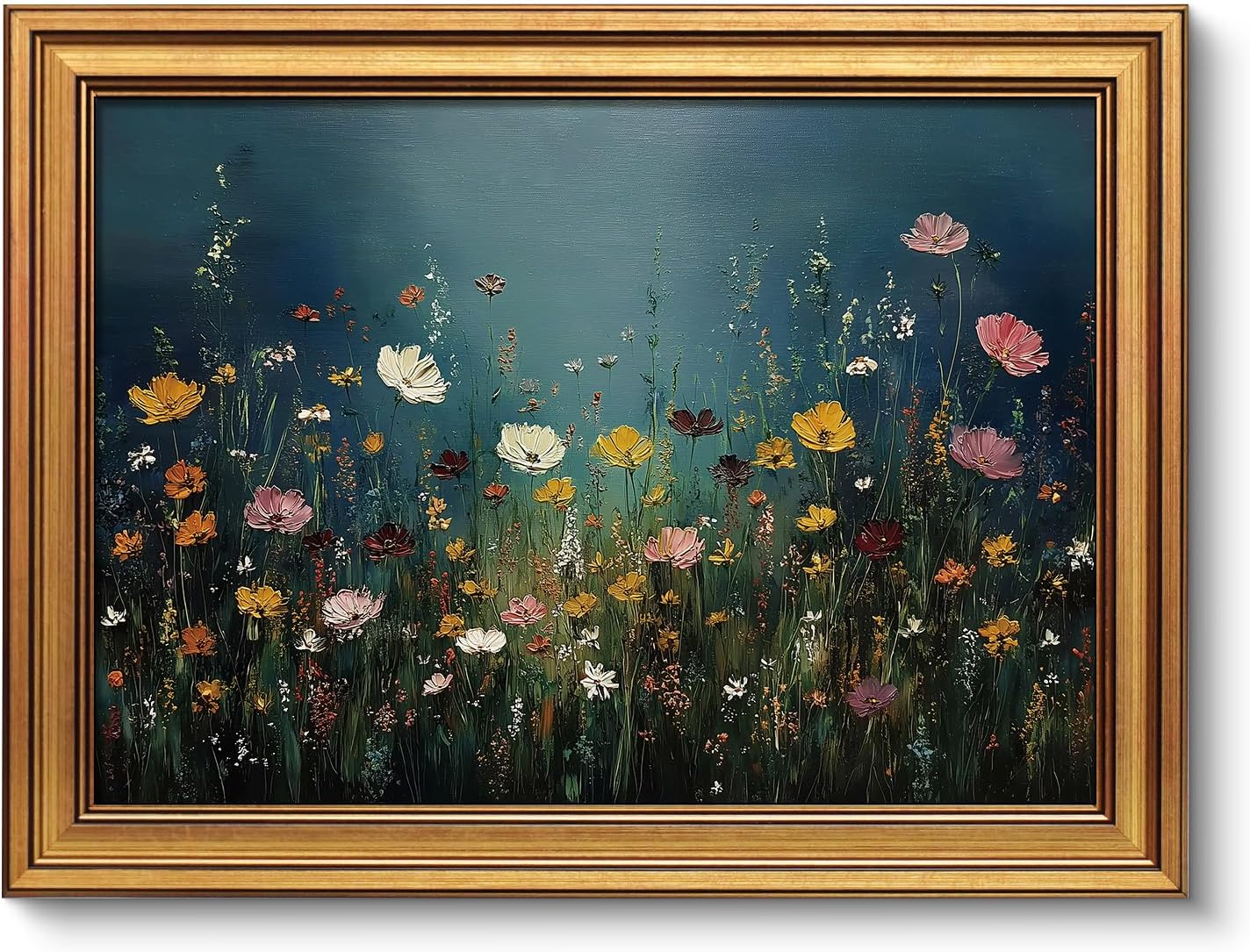 Framed Luxe Brown Canvas Wall Art — 16" — Maximalist floral