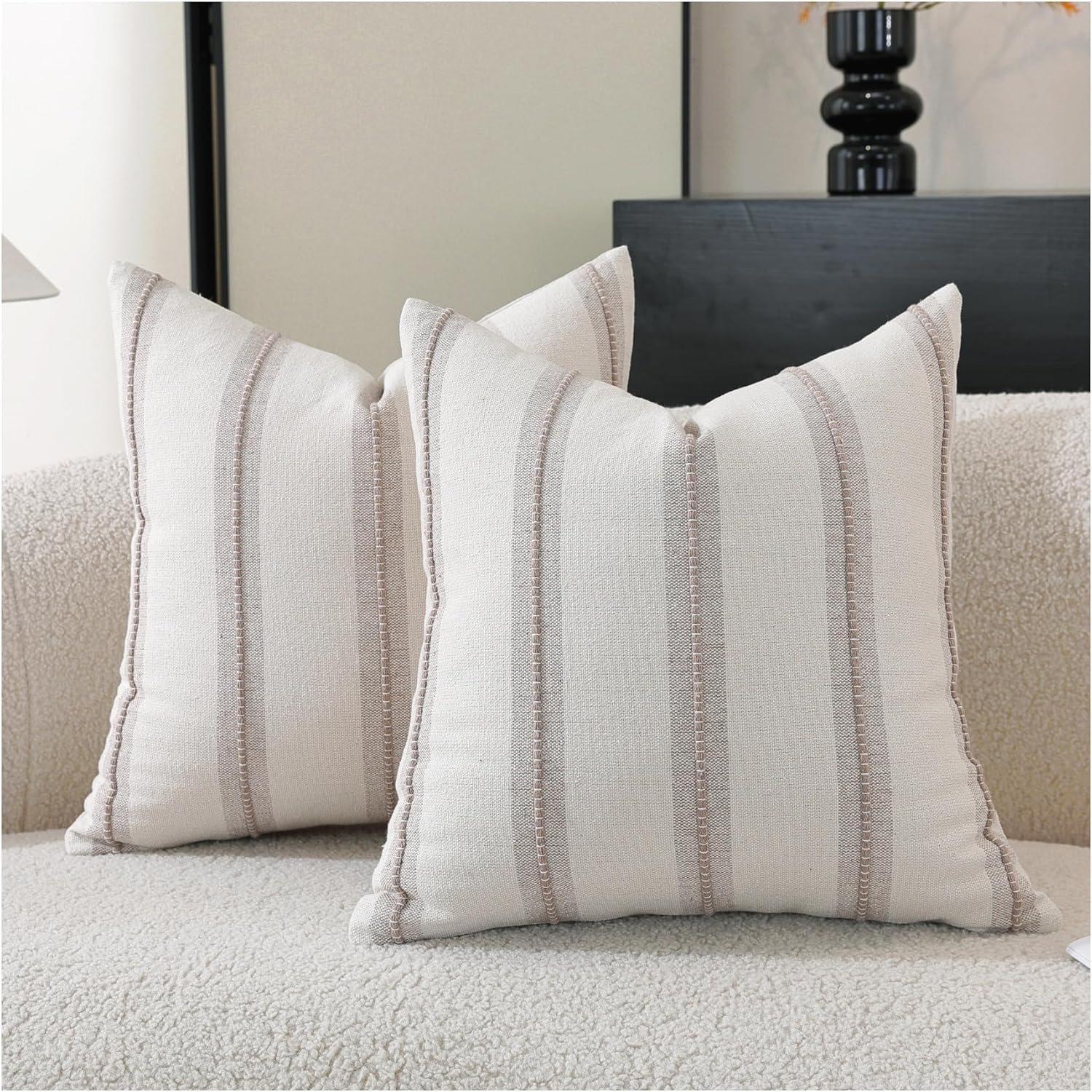 Boho Beige Throw Pillow Cover — 18" — Taupe