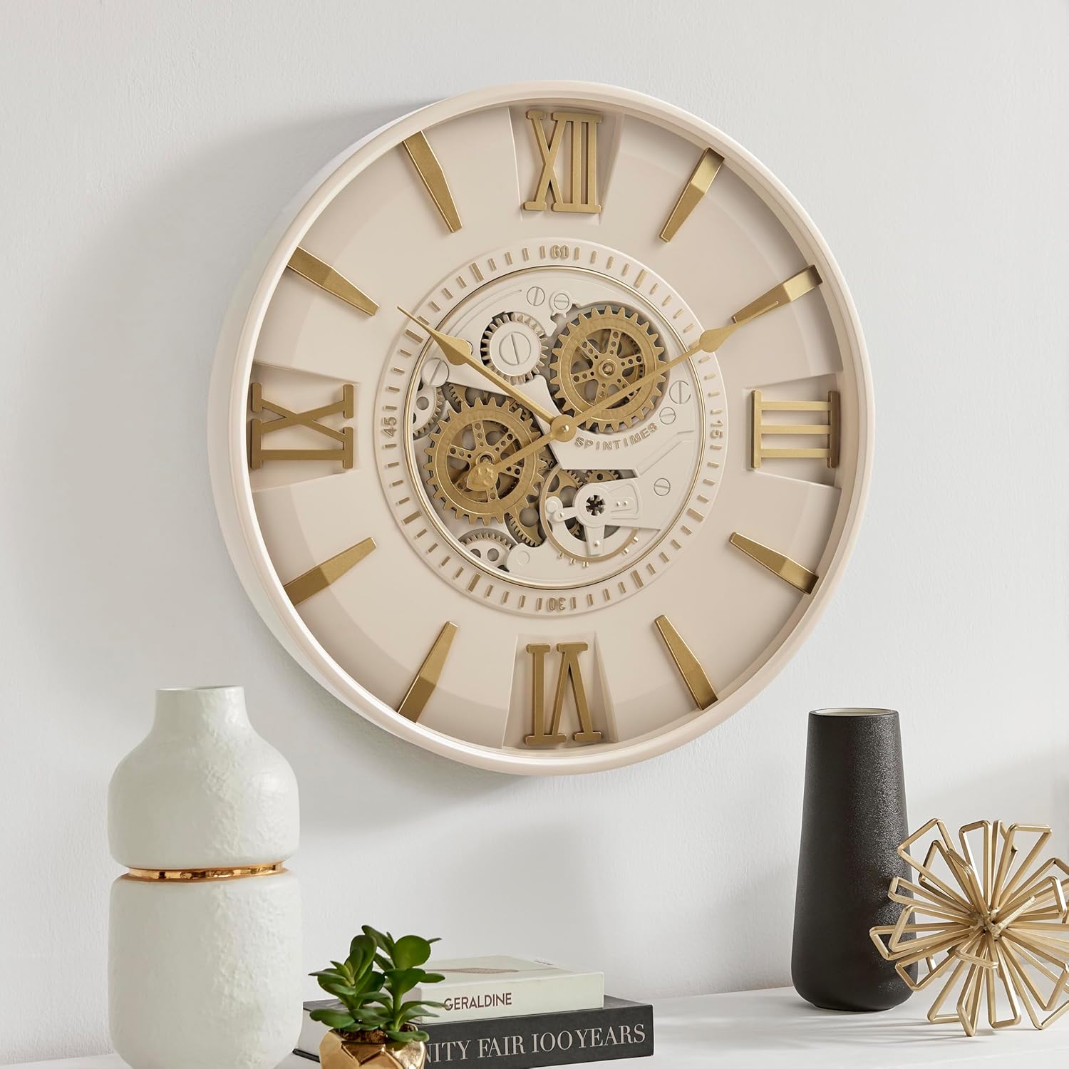 Oversized Farmhouse Beige Wall Clock — 24" — 24 Inch