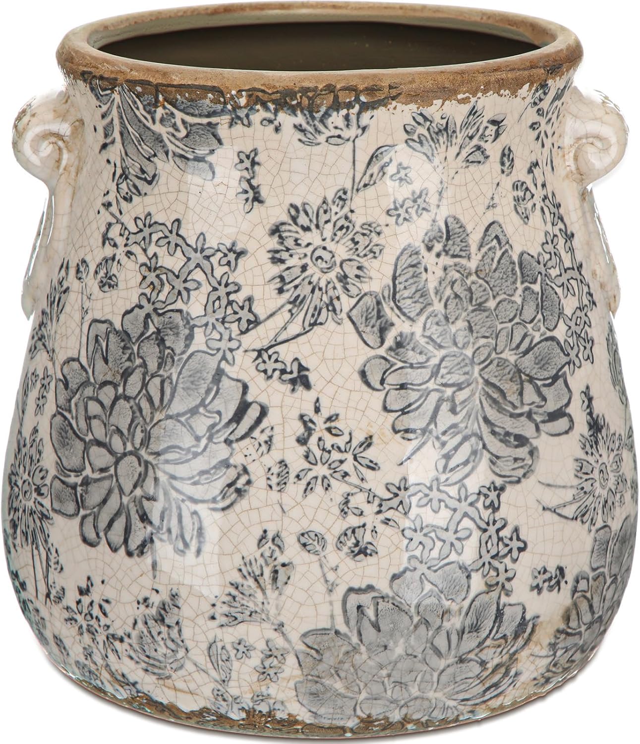 Vintage Farmhouse Ceramic Flower Vase — 5" — Gray
