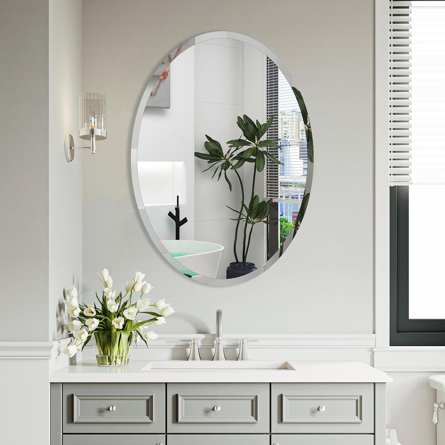 Beveled Glass Wall Mirror — 0.6" — 28"L x 20"W