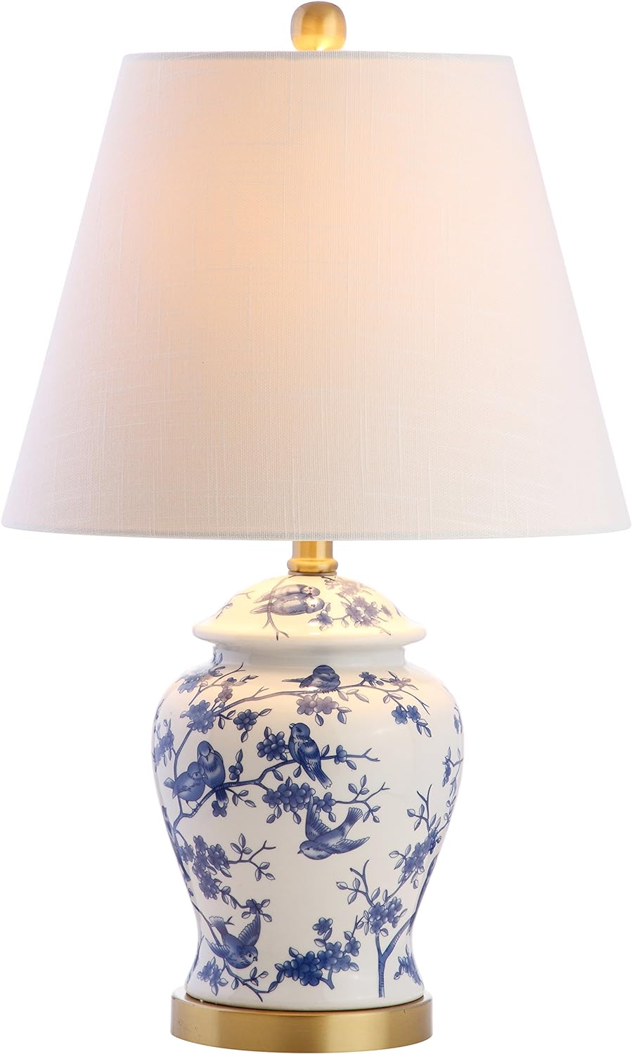 Linen Farmhouse Blue Bedside Lamp — 22" — Blue/White