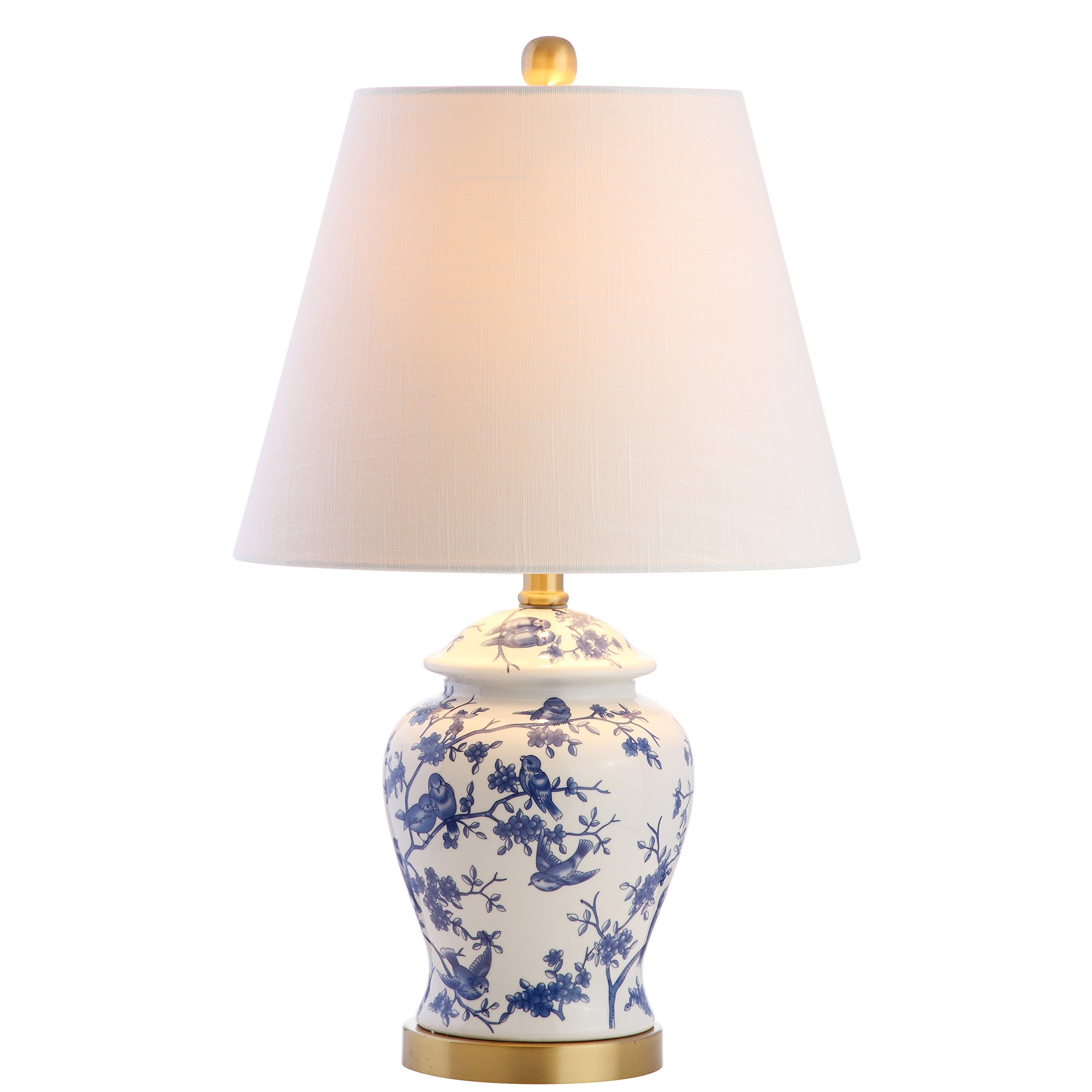 Linen Farmhouse Blue Bedside Lamp — 22"