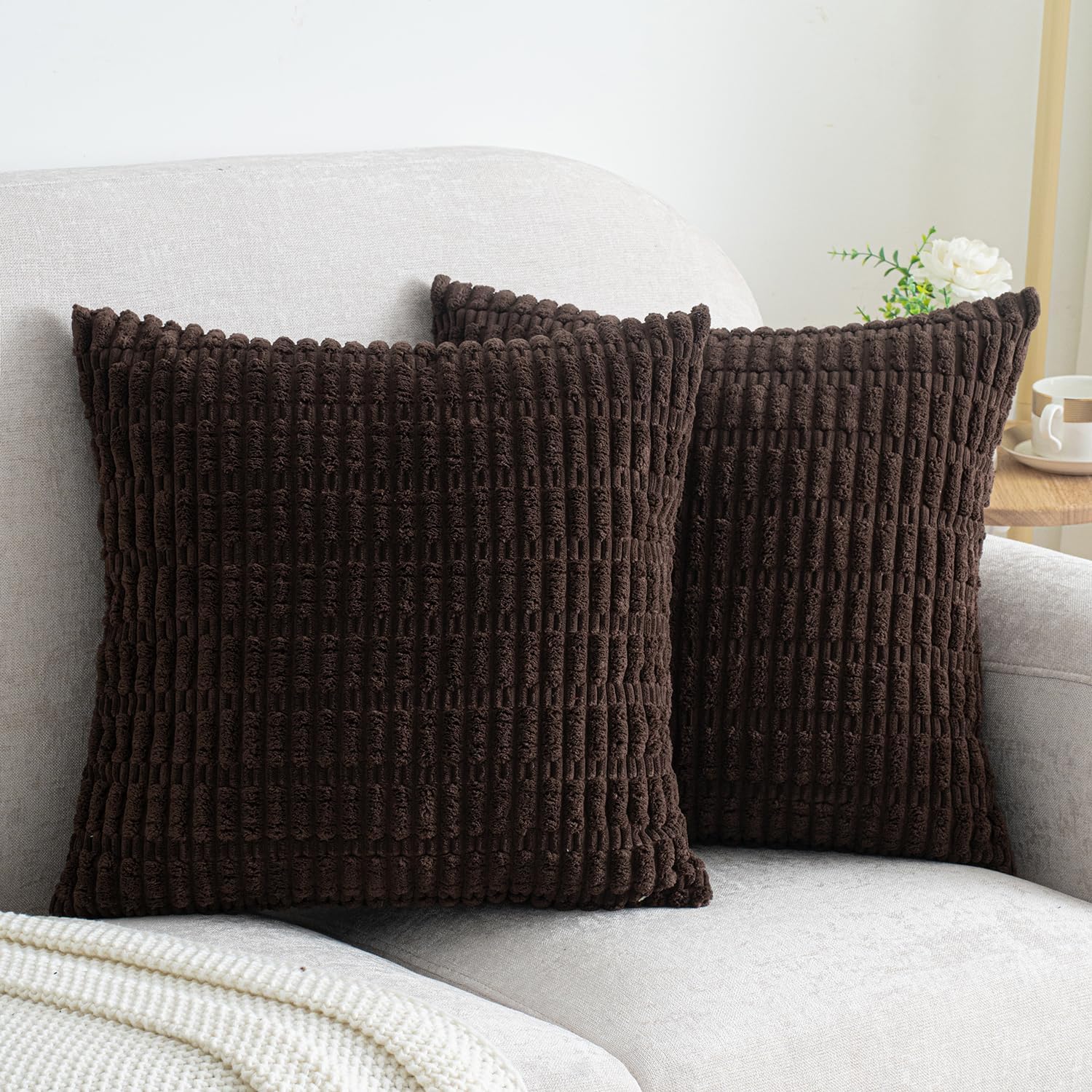 Lumbar Boho Beige Throw Pillow Cover — 20" — 20" x 20" (Pack of 2)