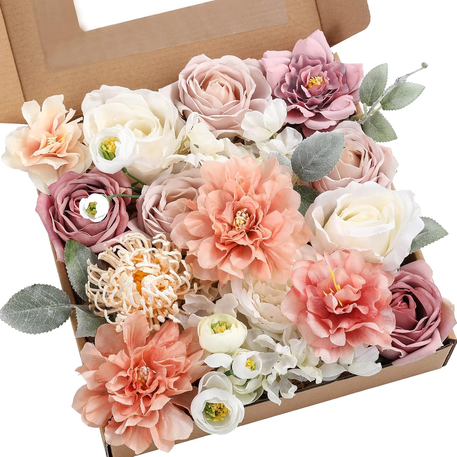 Blue Artificial Flowers — White Pink
