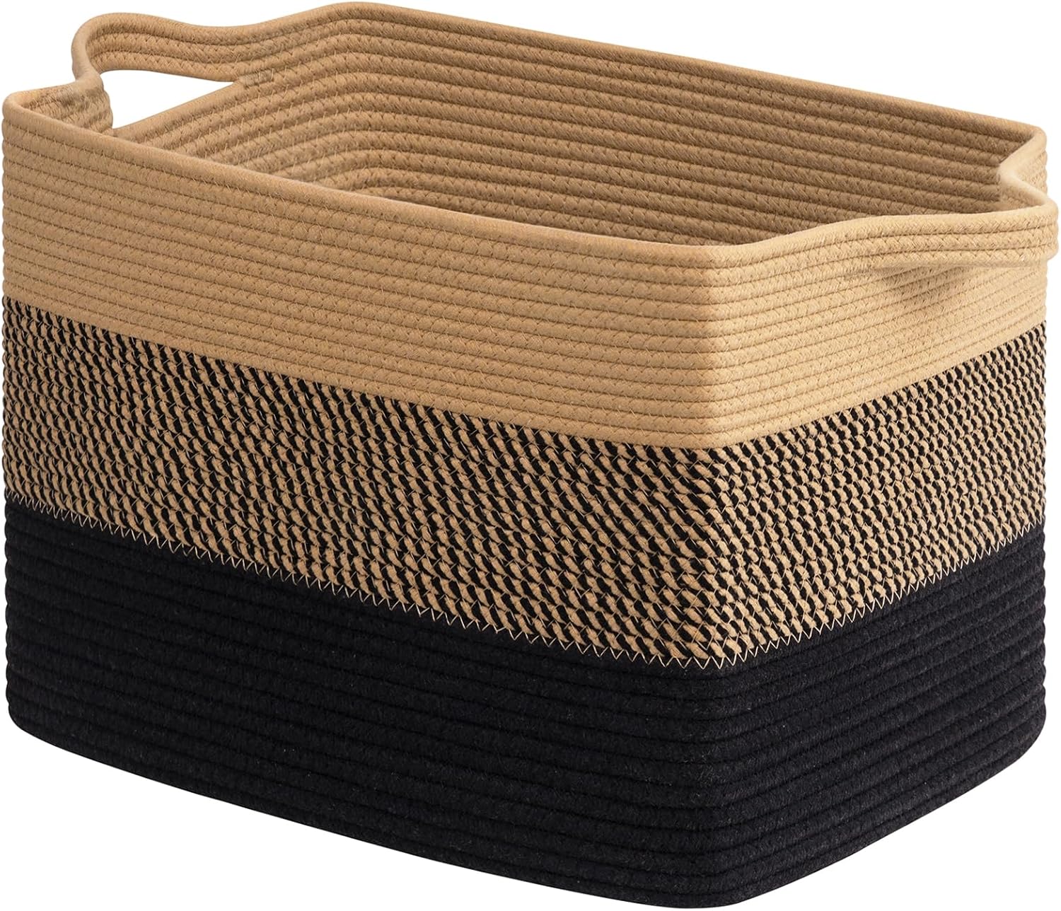 Boho Black Woven Basket — 13" — Gradient Black