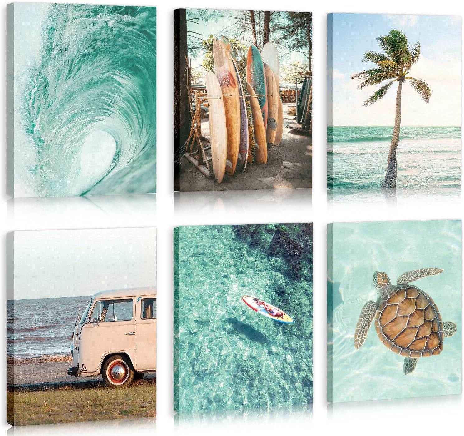 Framed Metal Wall Art — 6" — Beach style C - 8x10 inches