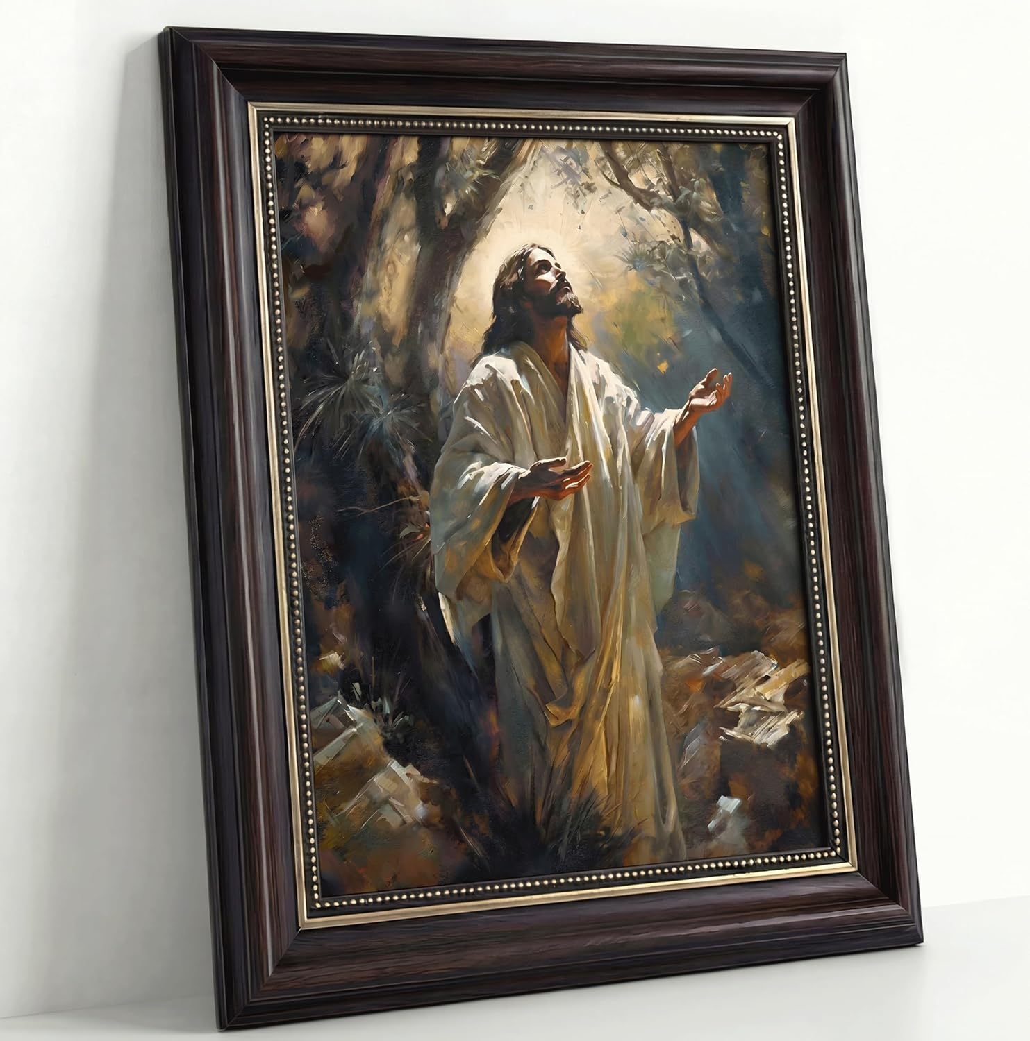 Framed Metal Canvas Wall Art — 24" — Jesus Prays