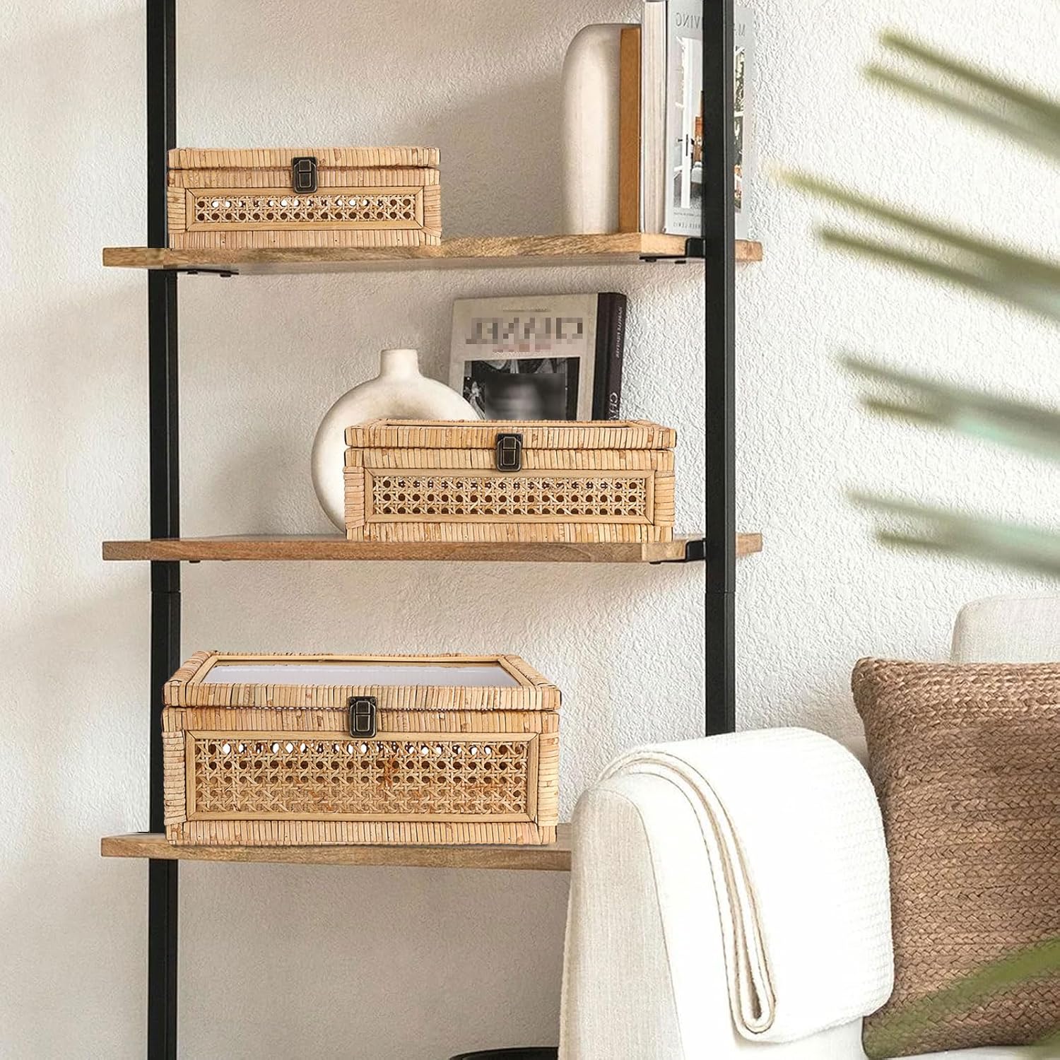 Rectangular Boho Beige Storage Basket — 14" - View 4