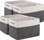 Boho Black Woven Basket — 12.7" — Black & White