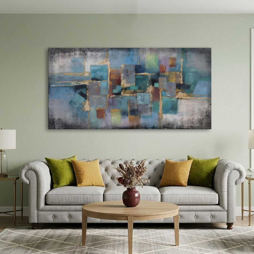 Framed Luxe Blue Canvas Wall Art — 24×48 - View 4