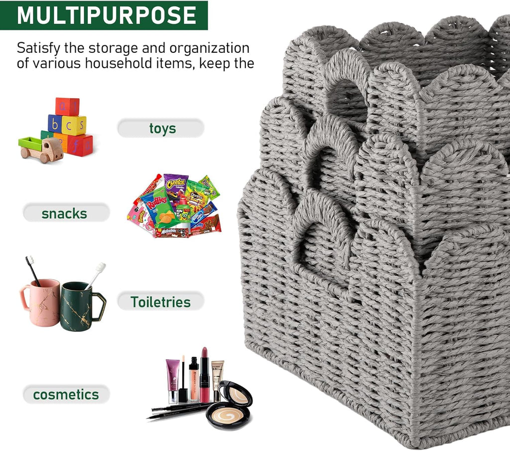 Hand-Woven Boho Brown Storage Basket — Set of 3 - View 4