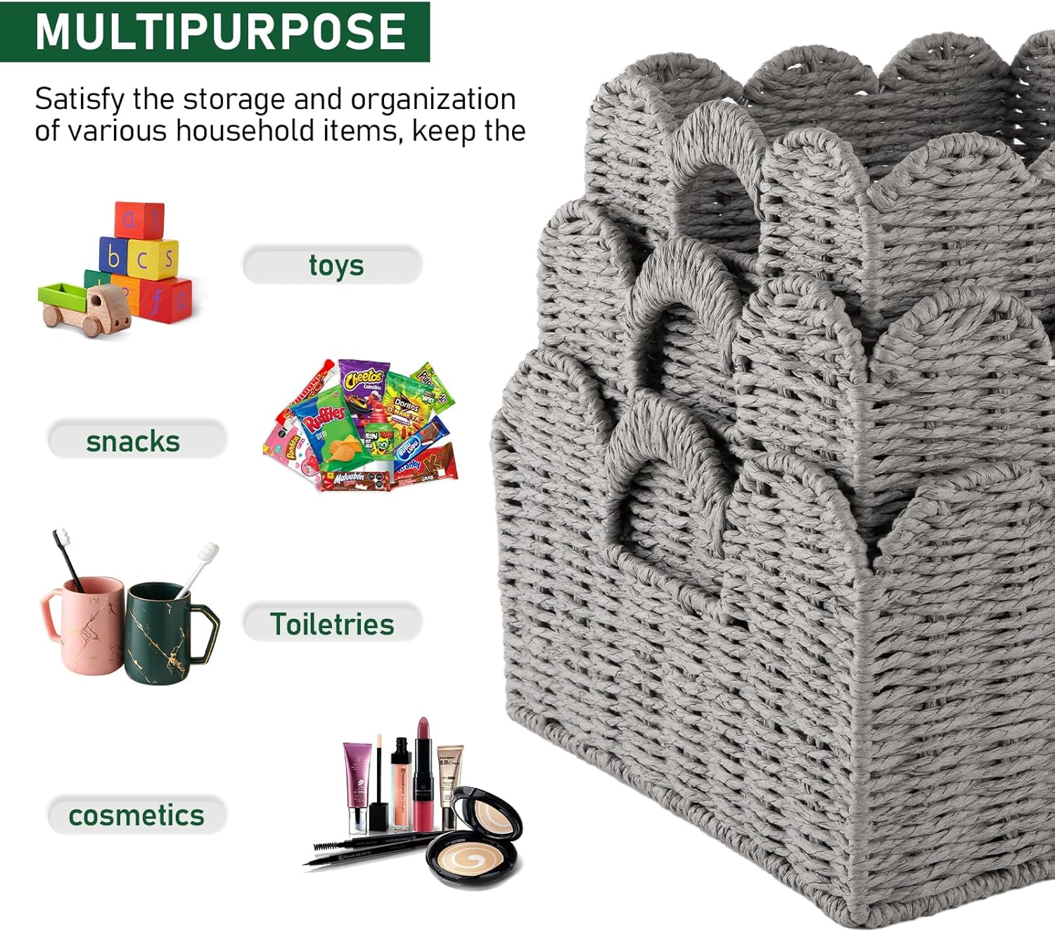 Hand-Woven Boho Brown Storage Basket — Set of 3 - View 4