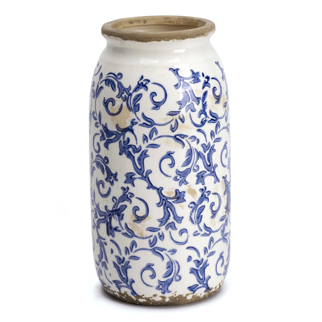 Farmhouse Blue Decorative Vase — 8"