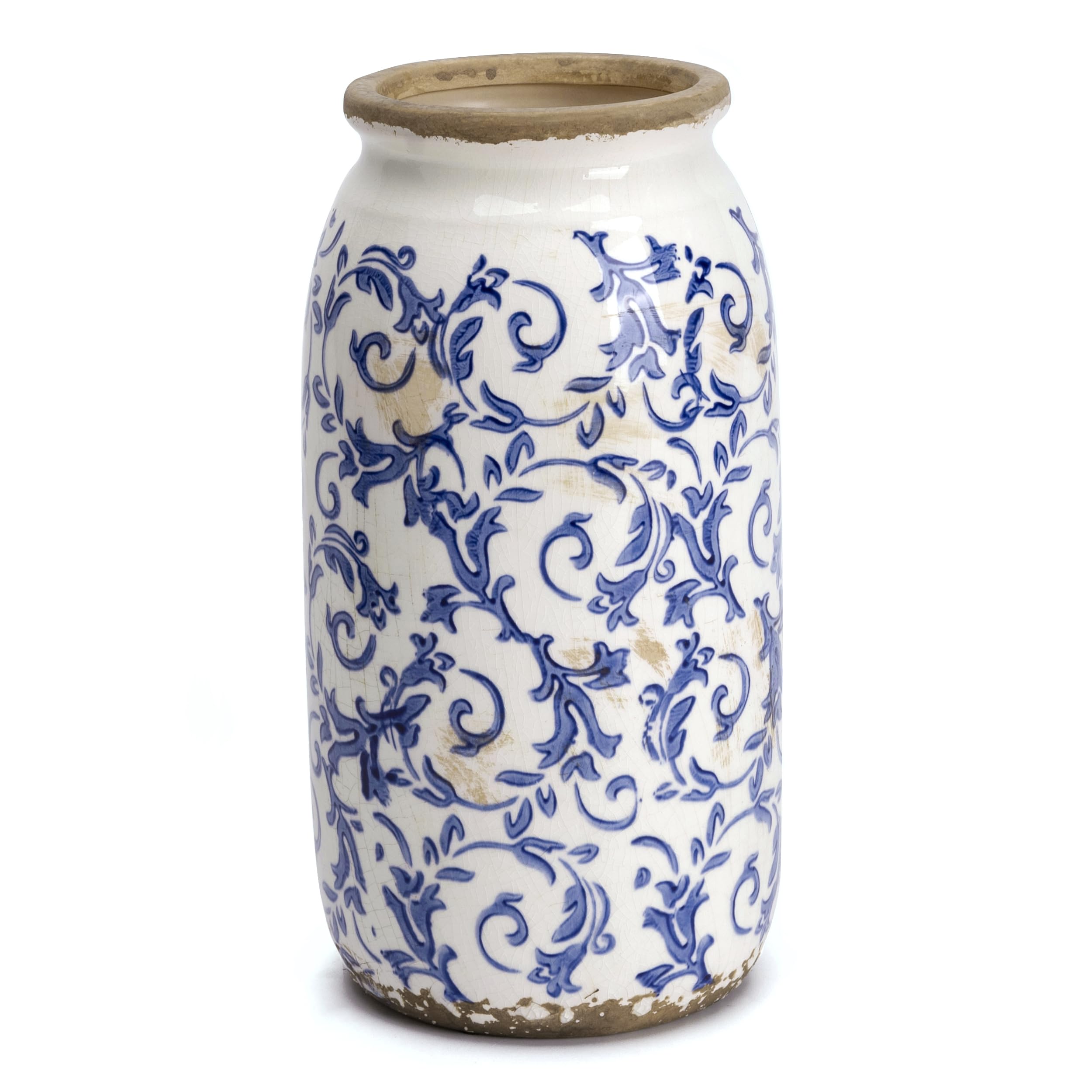 Farmhouse Blue Decorative Vase — 8"