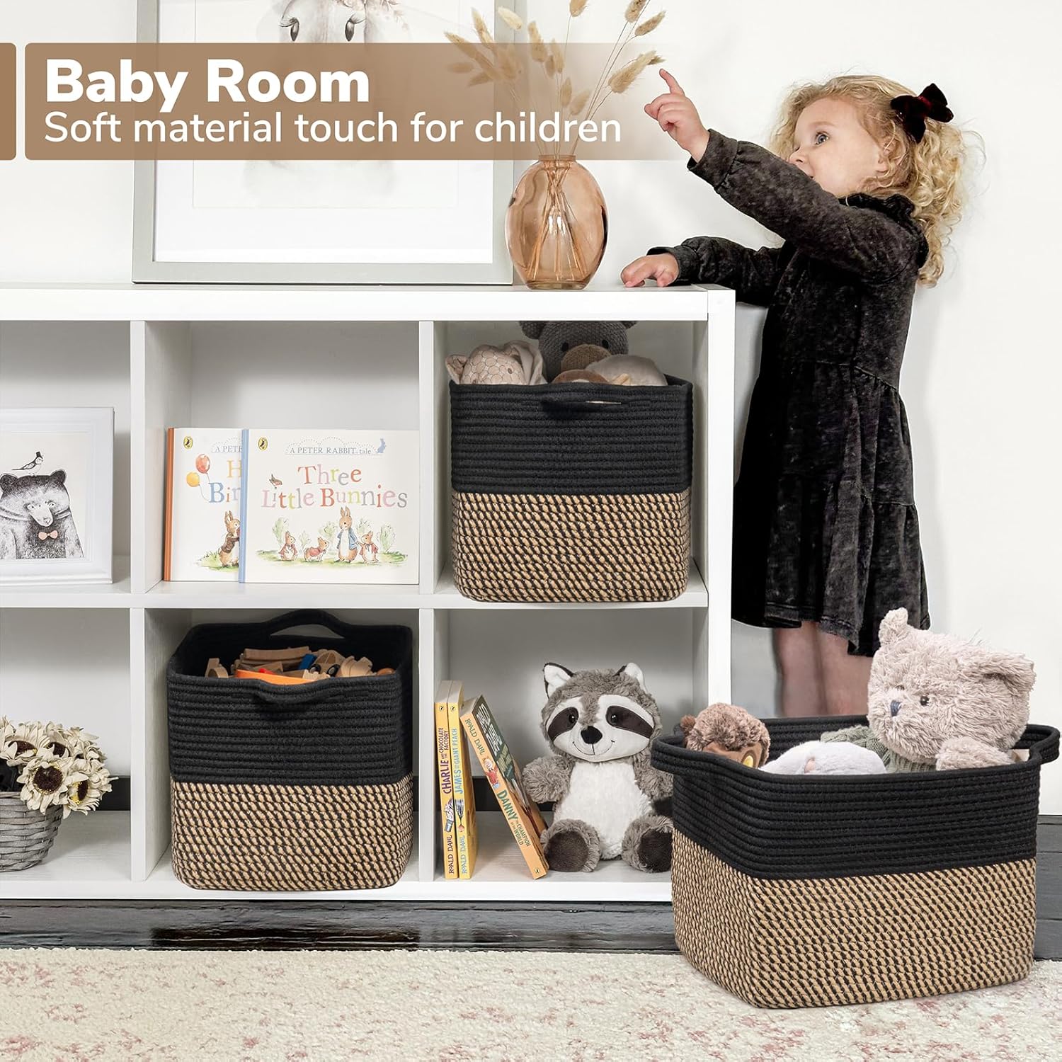 Boho Black Woven Basket — 13" - View 3