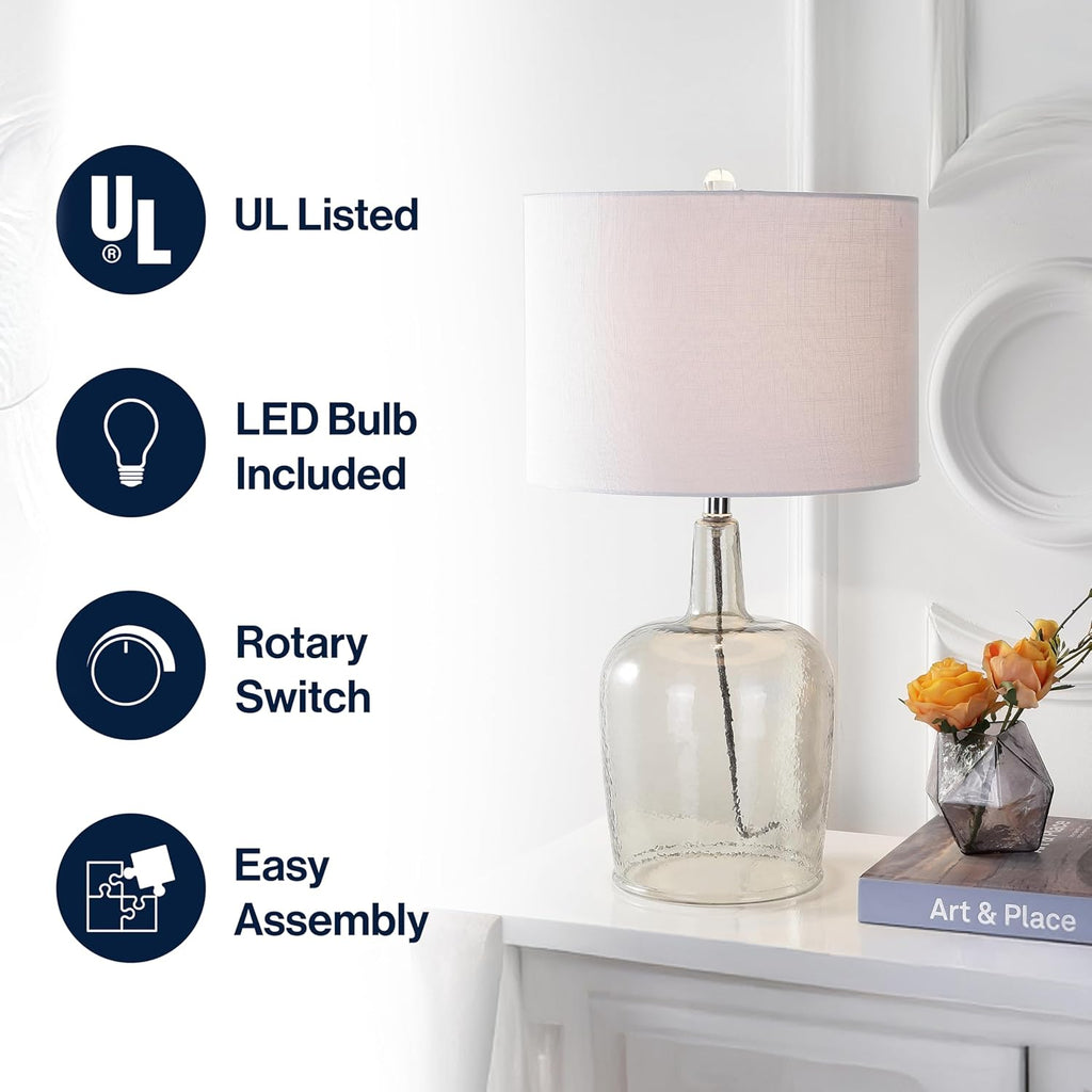 Linen Modern Glass Nightstand Lamp — 26" - View 2