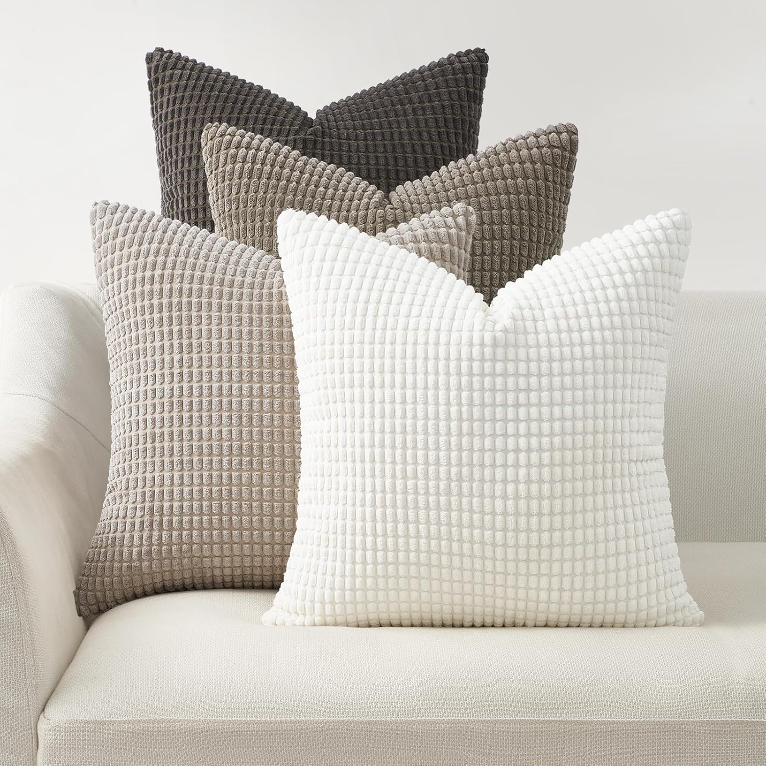 Boho Beige Throw Pillow Cover — 24" — Neutral Grey