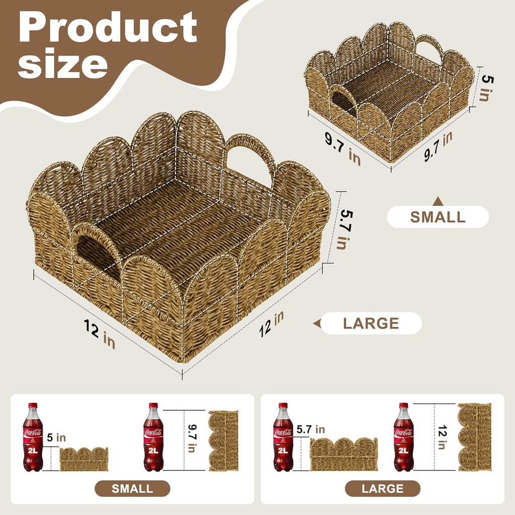 Hand-Woven Boho Beige Storage Basket — 12" - View 2