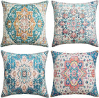 Velvet Boho Blue Throw Pillow Cover — 18" — 20" x 20" (Pack of 4)