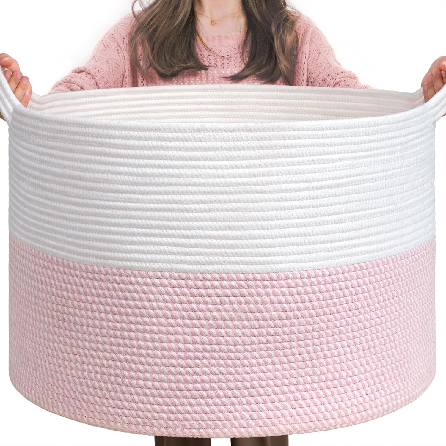 Boho Black Throw Pillow — 21.7" — White & Pink